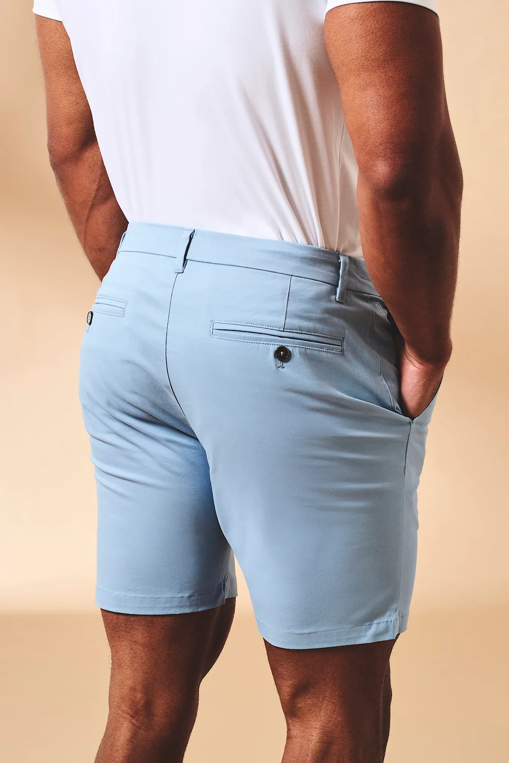 Muscle Fit Stretch Chino Shorts in Light Blue - Image 5