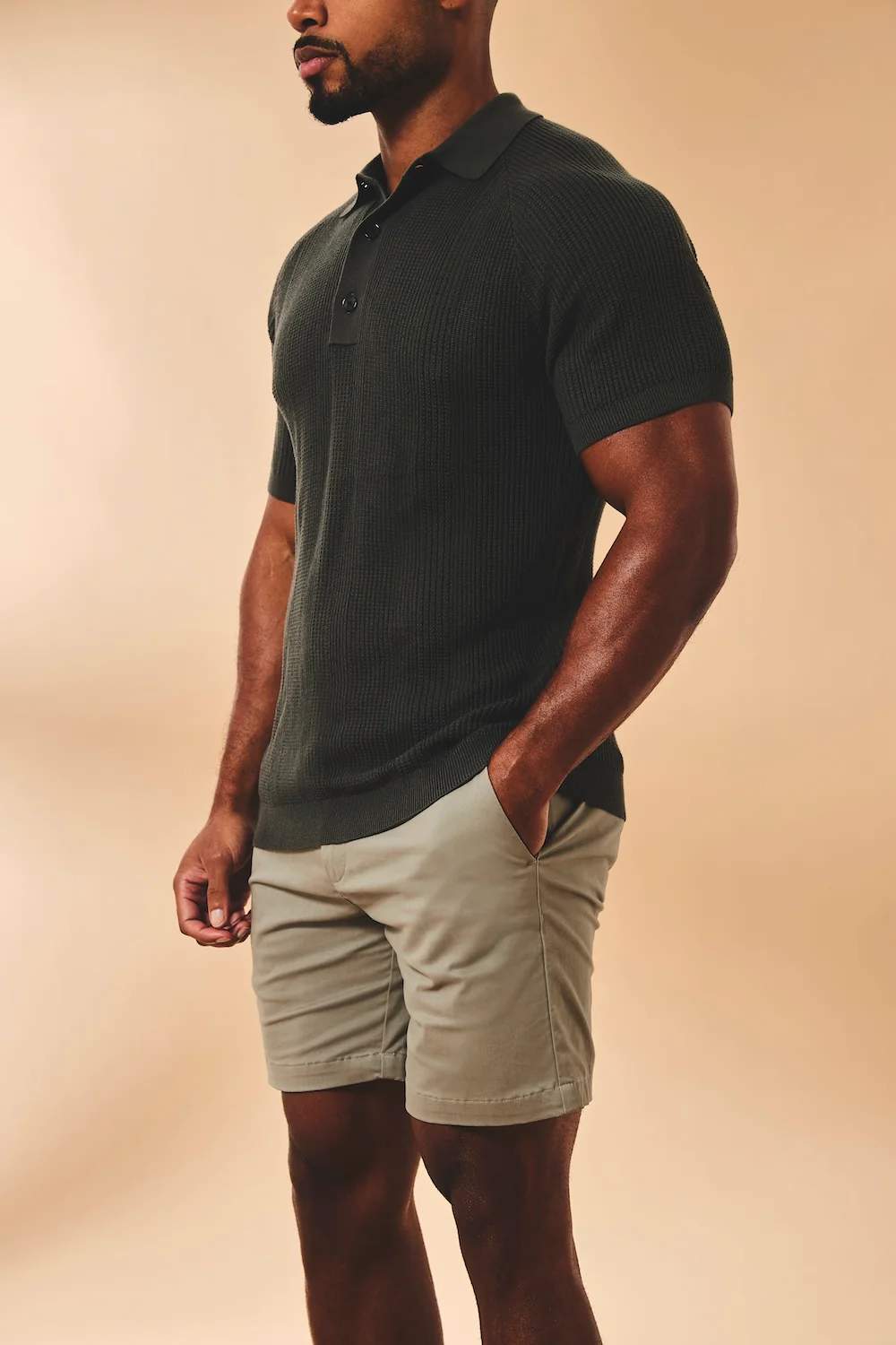 Muscle Fit Stretch Chino Shorts in Soft Khaki - Image 6