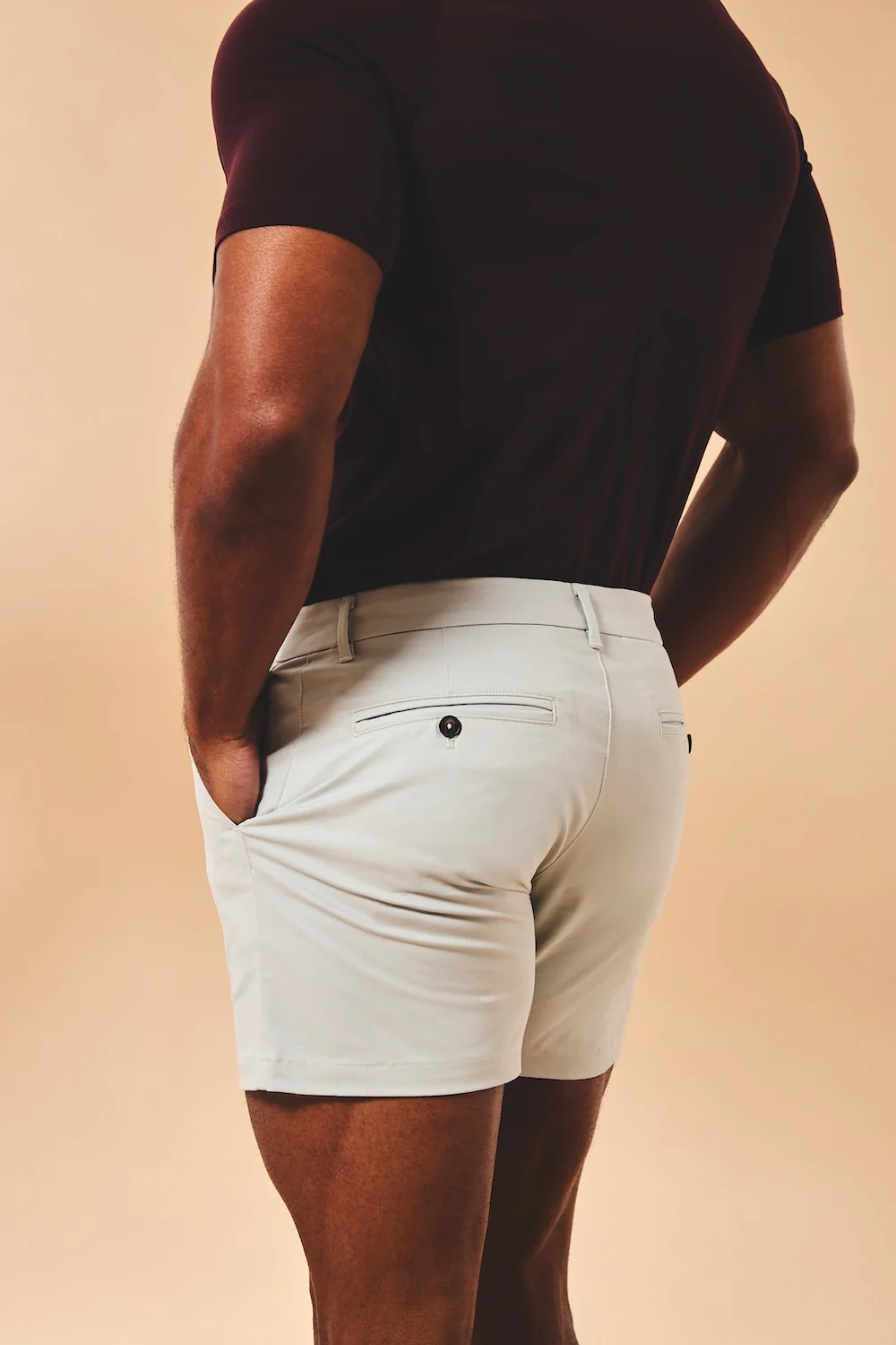 Muscle Fit Stretch Chino Shorts - Shorter Length in Dove Grey - Image 6
