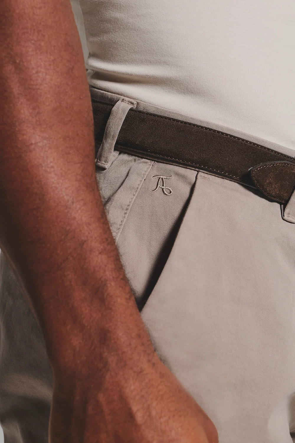 Muscle Fit Stretch Chino Shorts - Shorter Length in Mushroom - Image 5