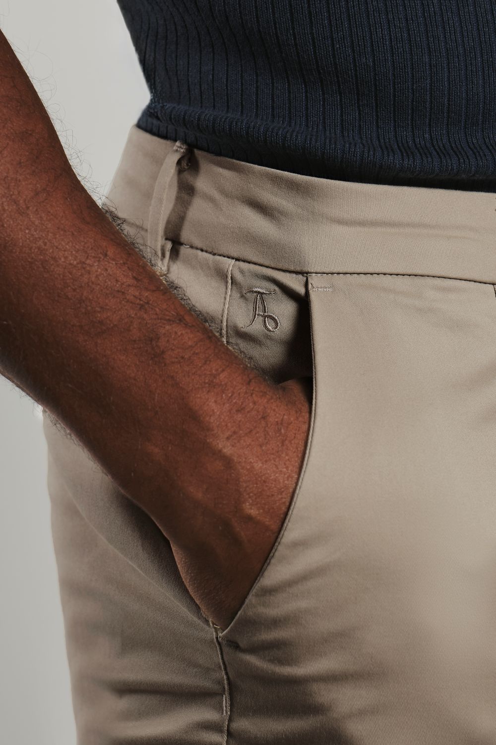Muscle Fit Chino Shorts - Shorter Length in Stone - Image 4