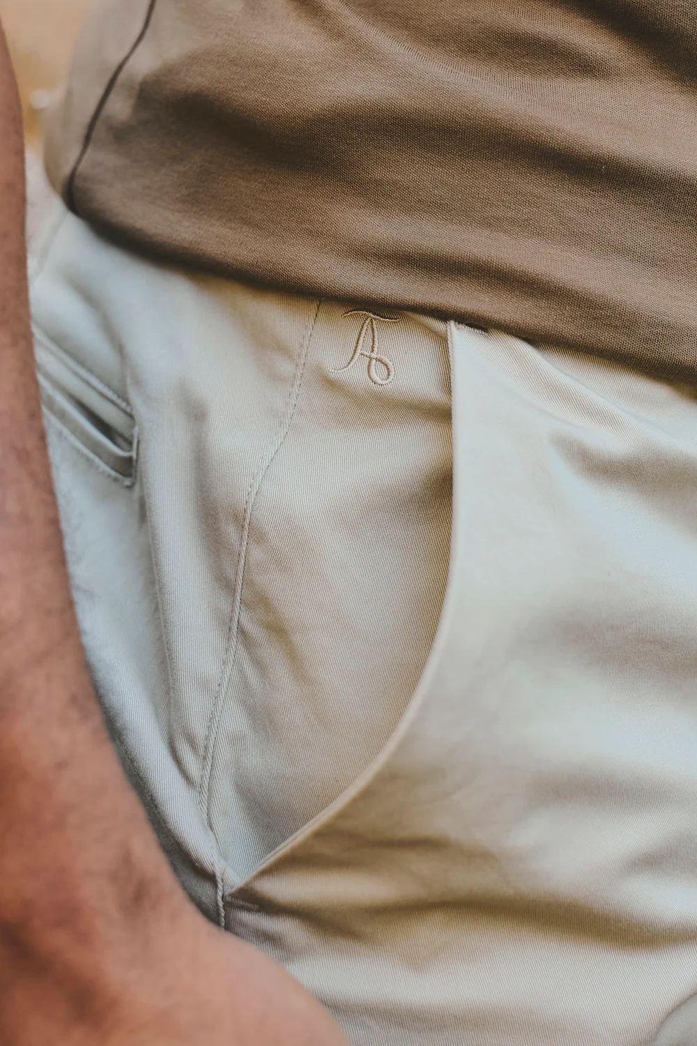 Muscle Fit Stretch Chino Shorts - Shorter Length in Stone - Image 4