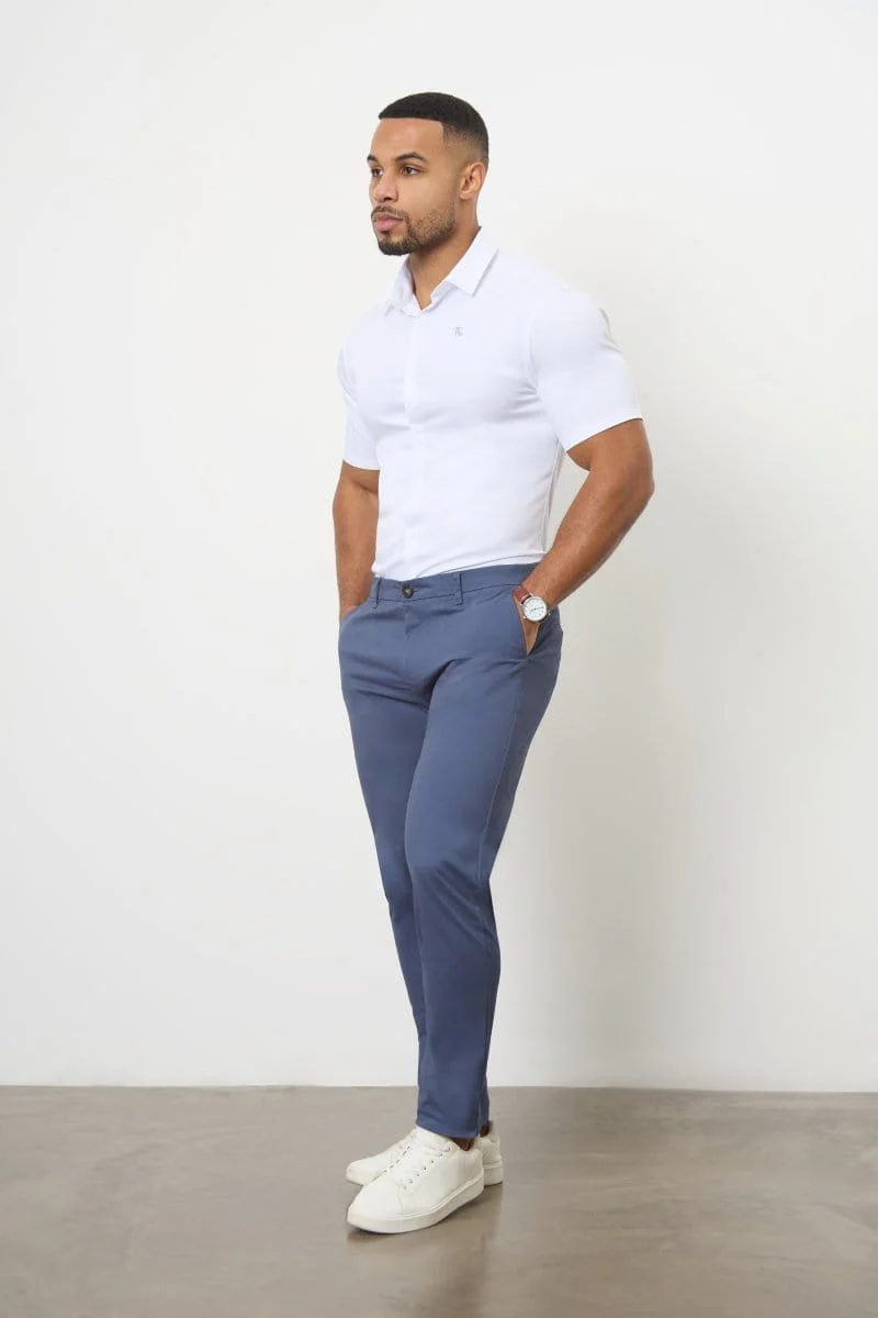 Muscle Fit Cotton Stretch Chino Trouser in Airforce - Image 5