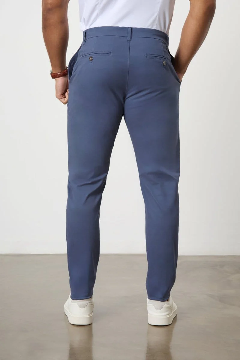 Muscle Fit Cotton Stretch Chino Trouser in Airforce - Image 6