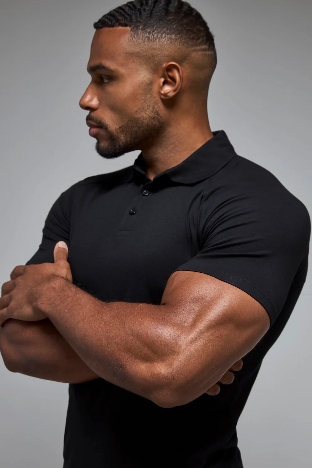 Muscle Fit Polo Shirt in Black - Image 5