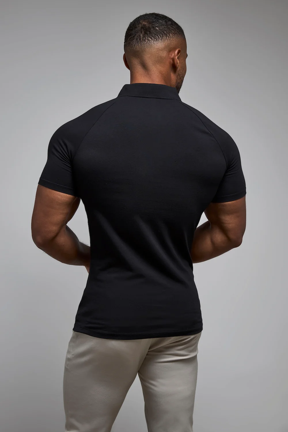 Muscle Fit Polo Shirt in Black - Image 6