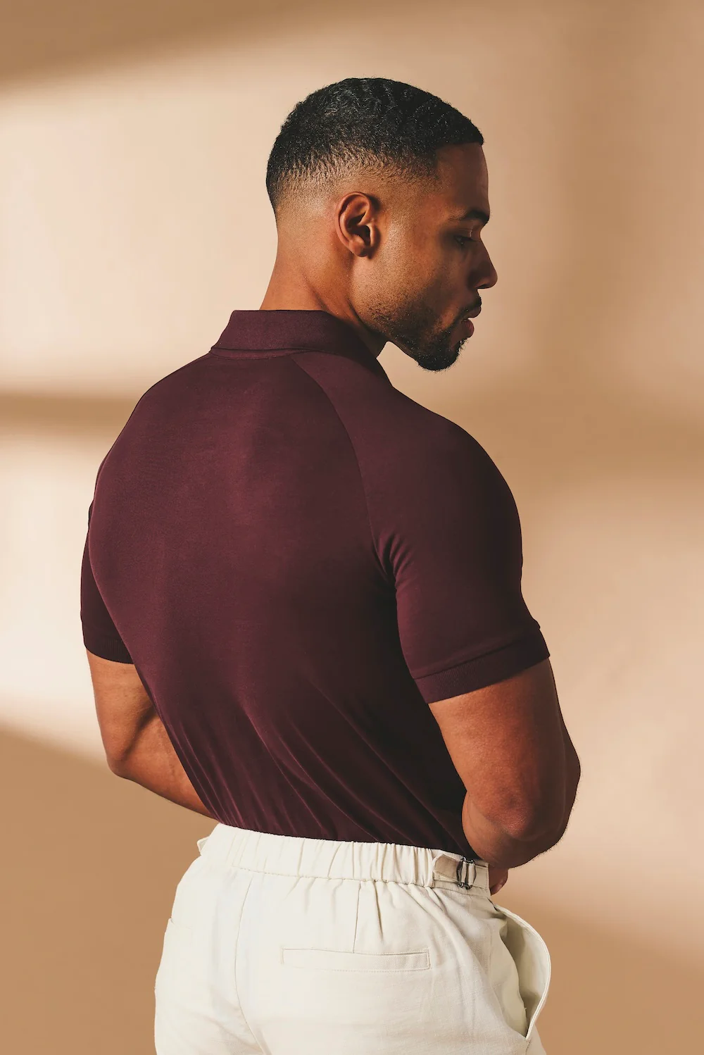 Muscle Fit Polo Shirt in Bordeaux - Image 6