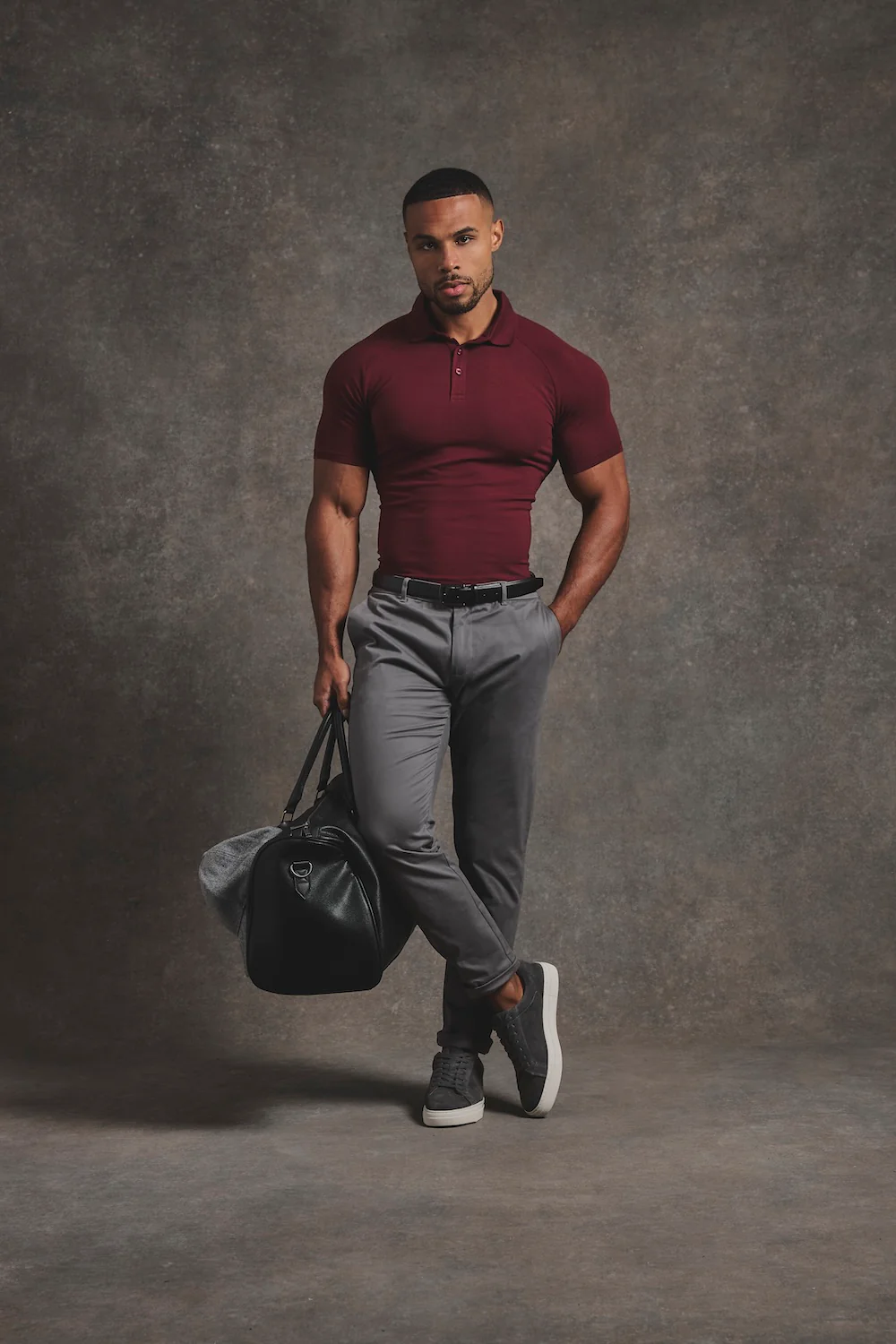 Muscle Fit Polo Shirt in Burgundy - Image 2