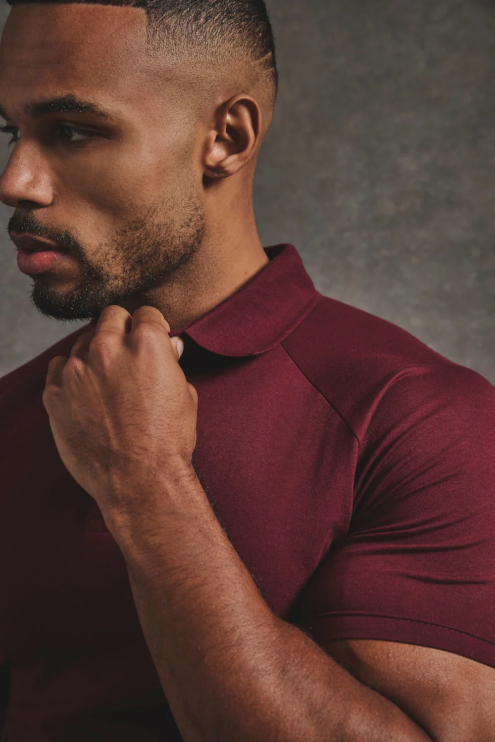 Muscle Fit Polo Shirt in Burgundy - Image 3