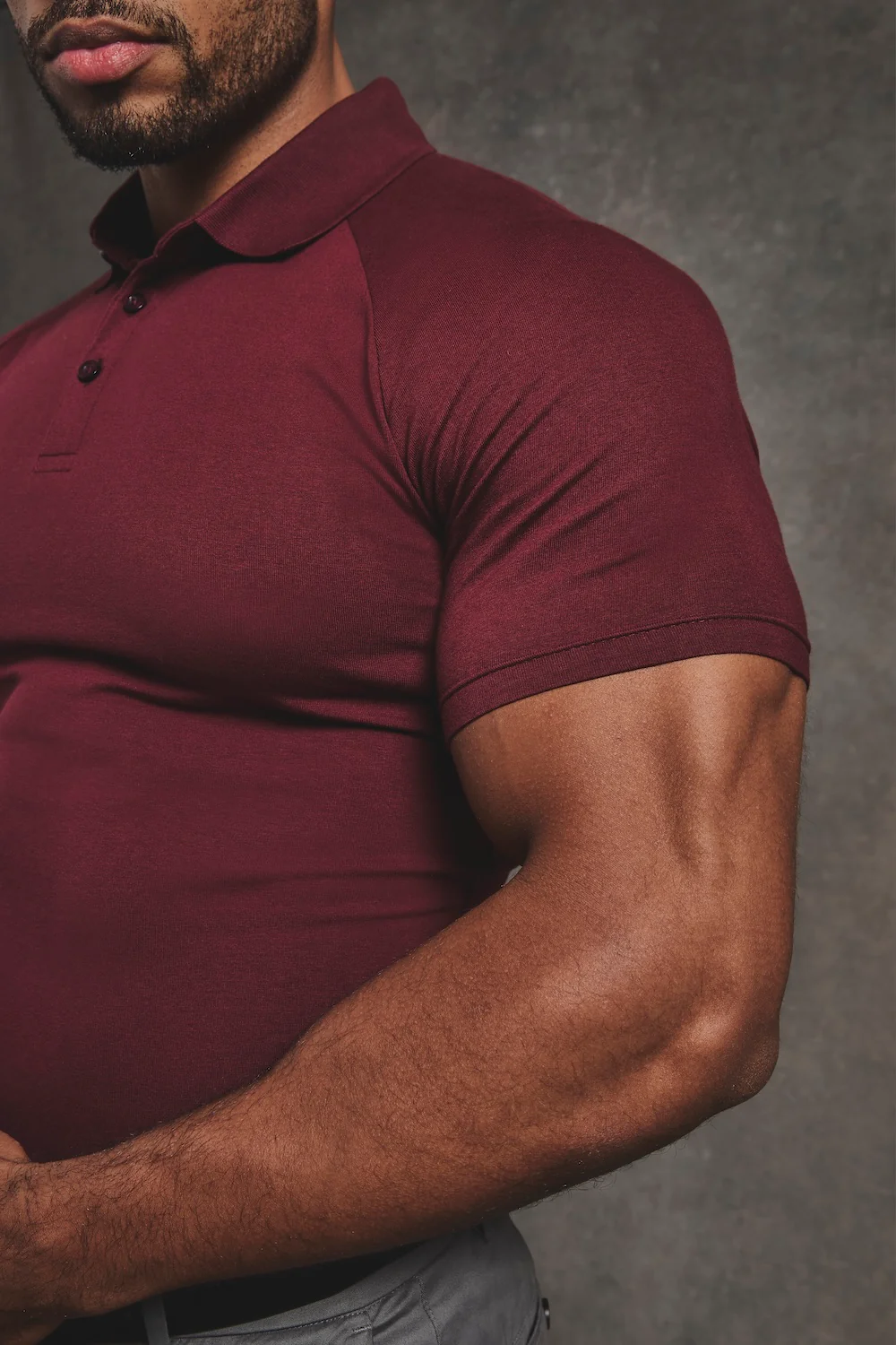 Muscle Fit Polo Shirt in Burgundy - Image 4