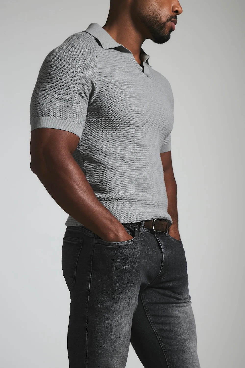 Muscle Fit Stretch Jeans in Grey - Image 3