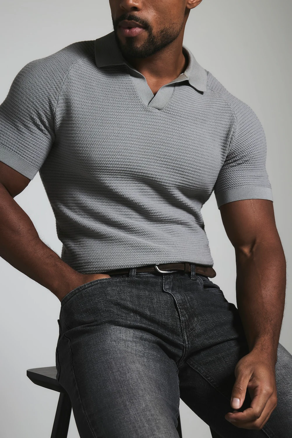 Muscle Fit Stretch Jeans in Grey - Image 5