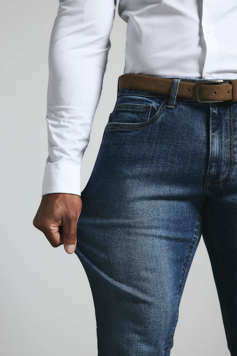 Muscle Fit Stretch Jeans in Mid Blue - Image 5