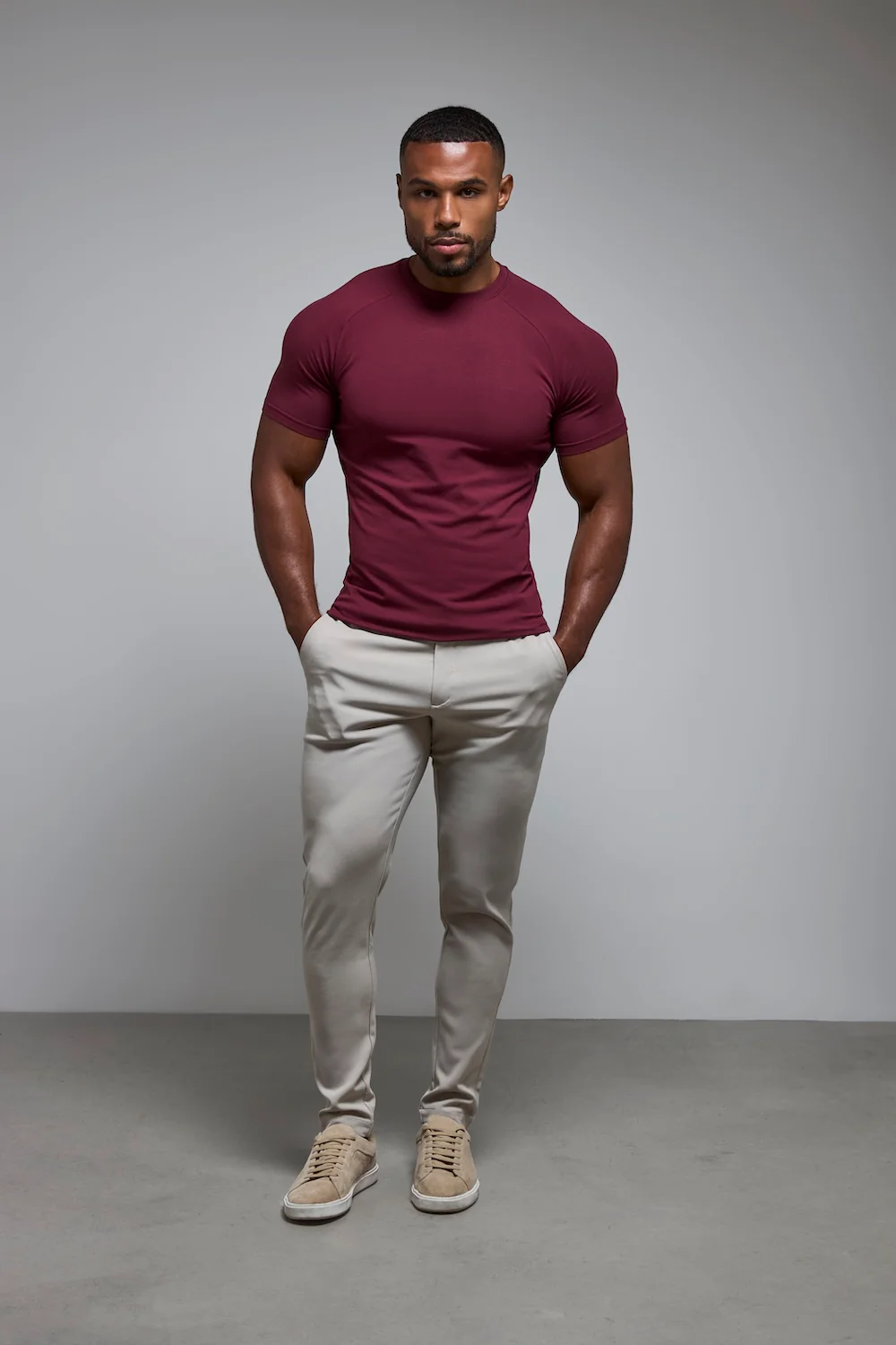 Muscle Fit T-Shirt in Burgundy - Image 3