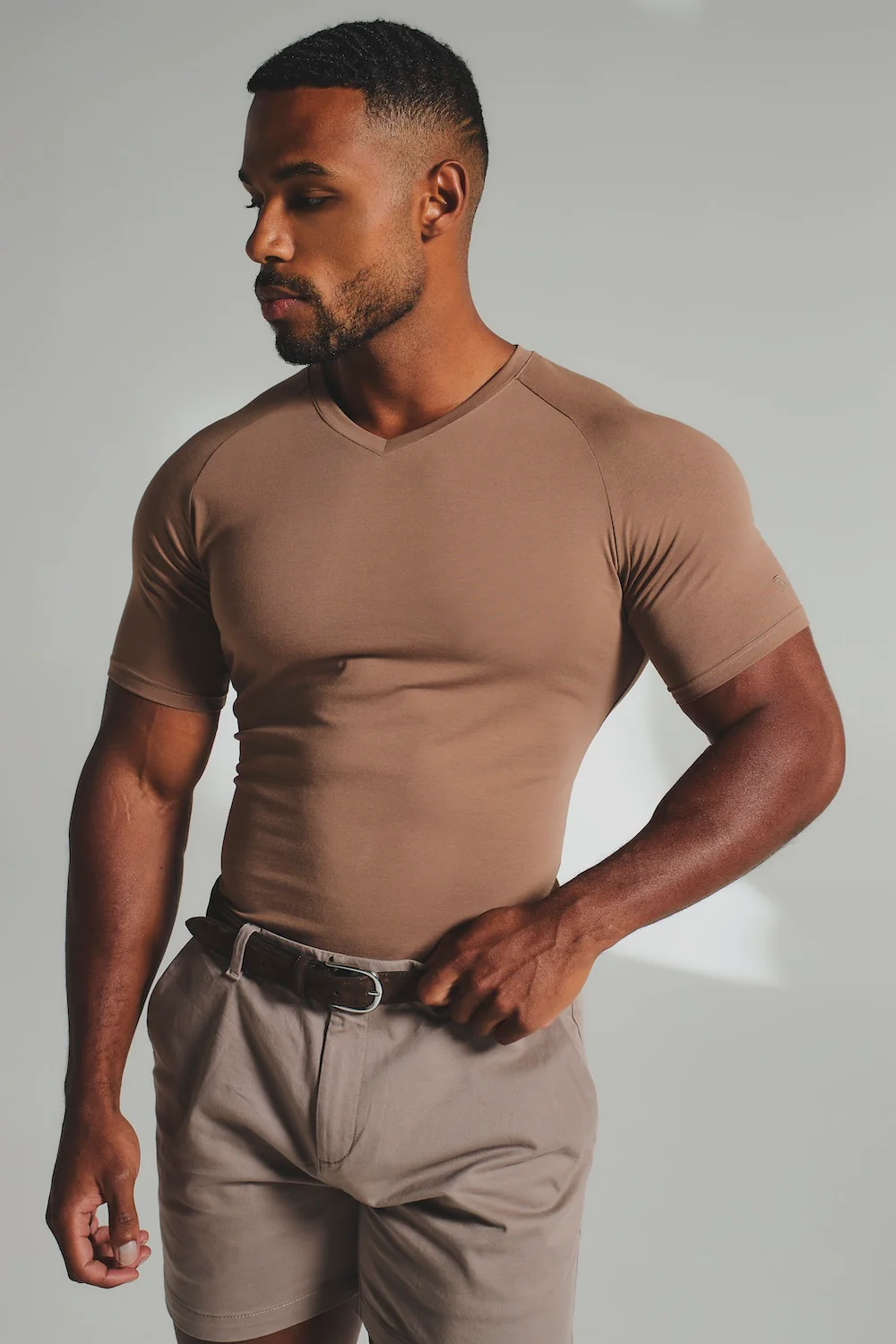 Muscle Fit V Neck in Soft Walnut - Image 5