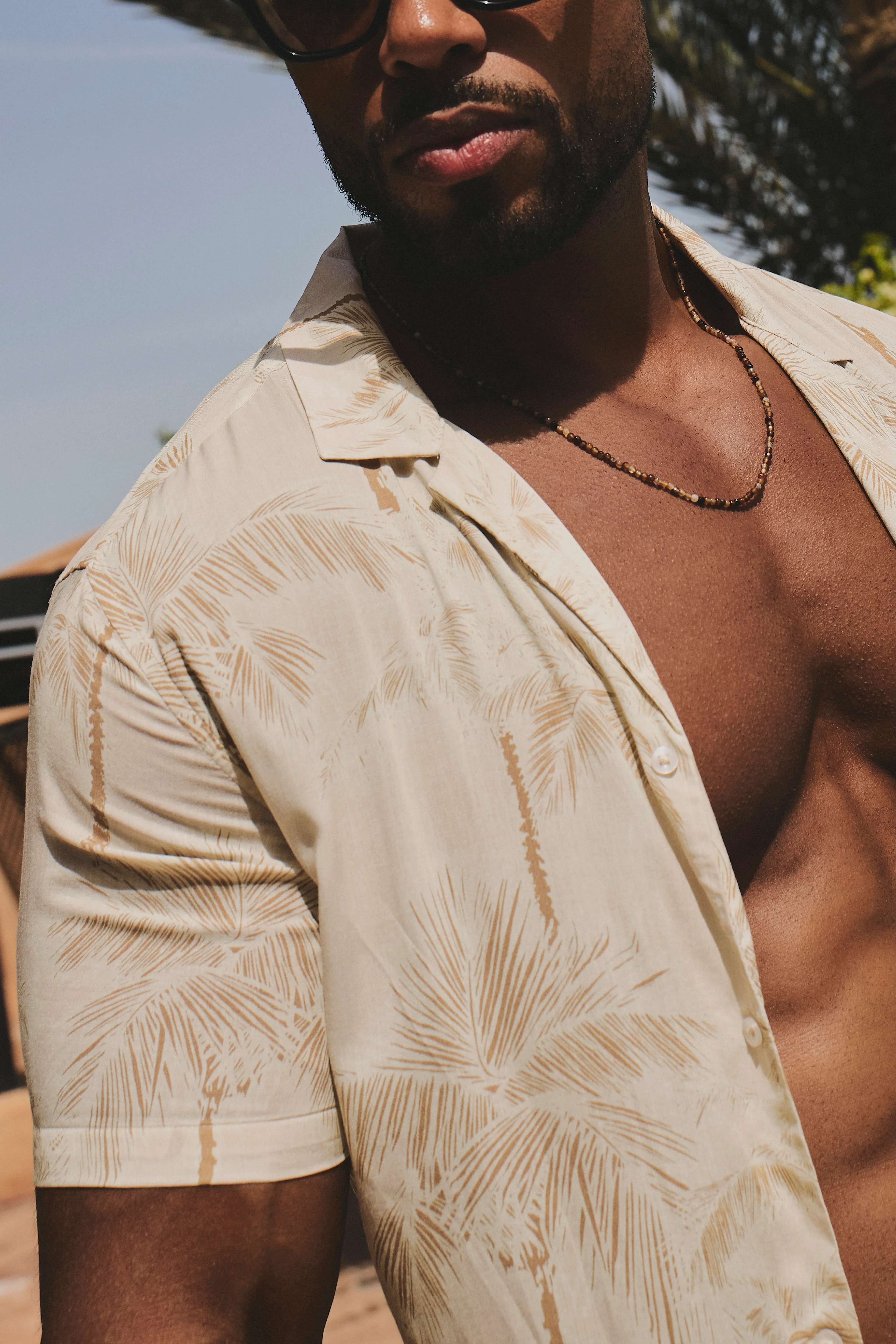 Palm Printed Shirt in Neutral - Image 6