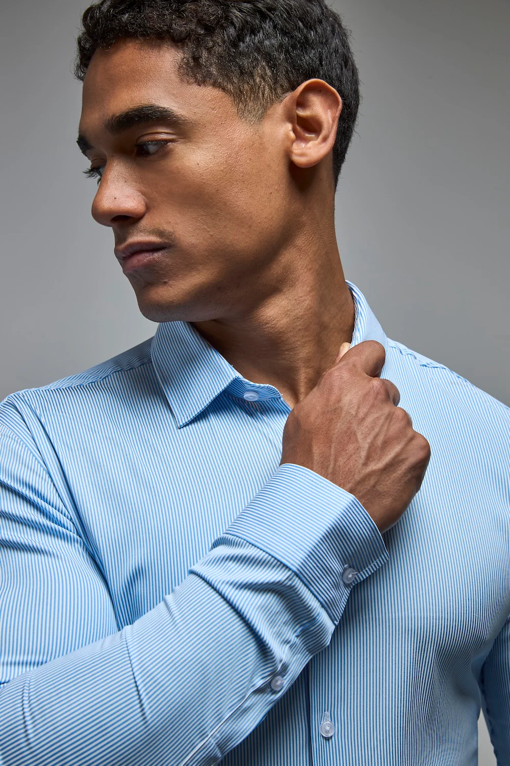 Performance Business Shirt in Blue/White Bengal Stripe - Image 4