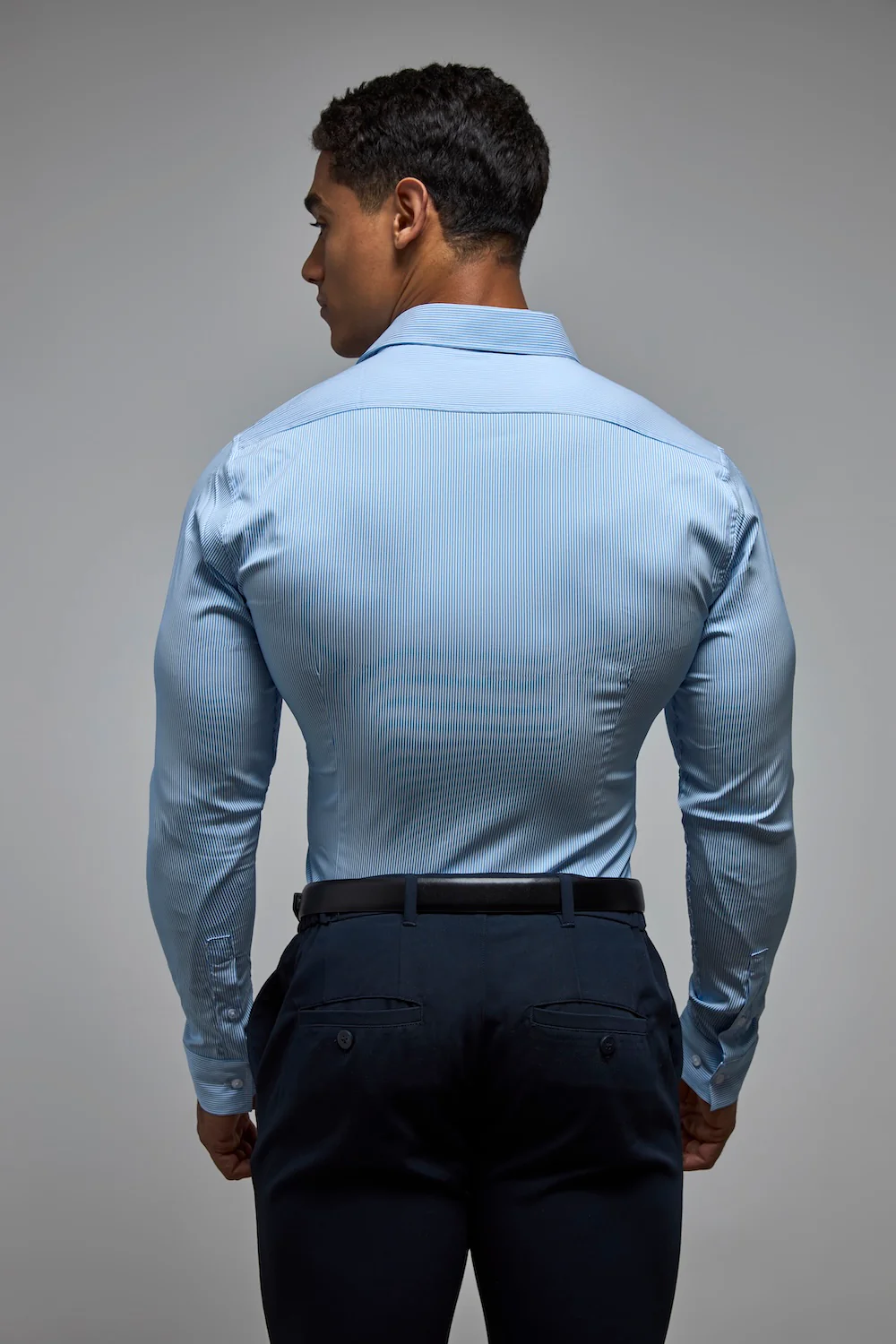 Performance Business Shirt in Blue/White Bengal Stripe - Image 6