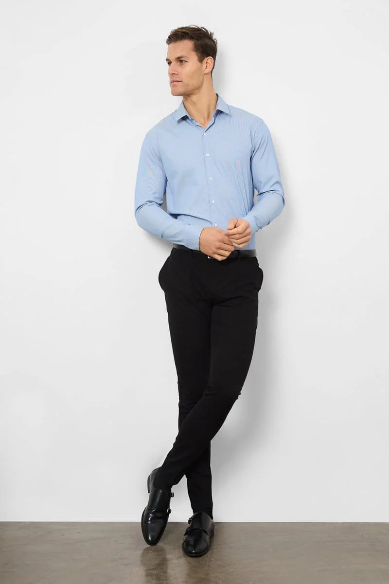 Performance Business Shirt in Navy/White Micro Stripe - Image 2