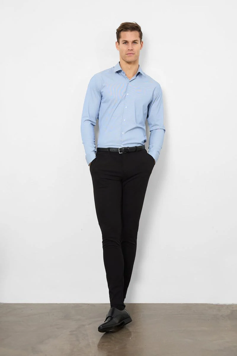 Performance Business Shirt in Navy/White Micro Stripe - Image 5
