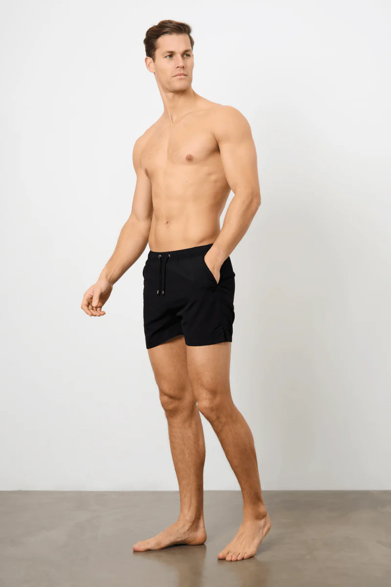 Quick Dry Plain Swim Shorts in Black - Image 2