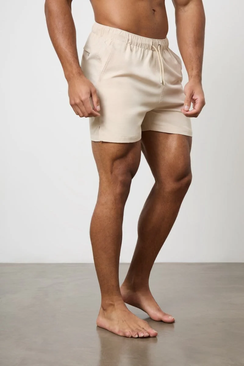 Quick Dry Plain Swim Shorts in Stone - Image 6