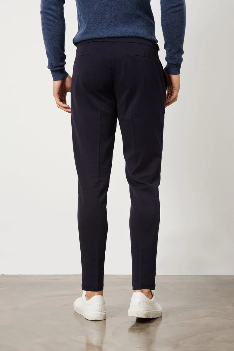 Pleat Side Adjuster Trousers in Navy - Image 6