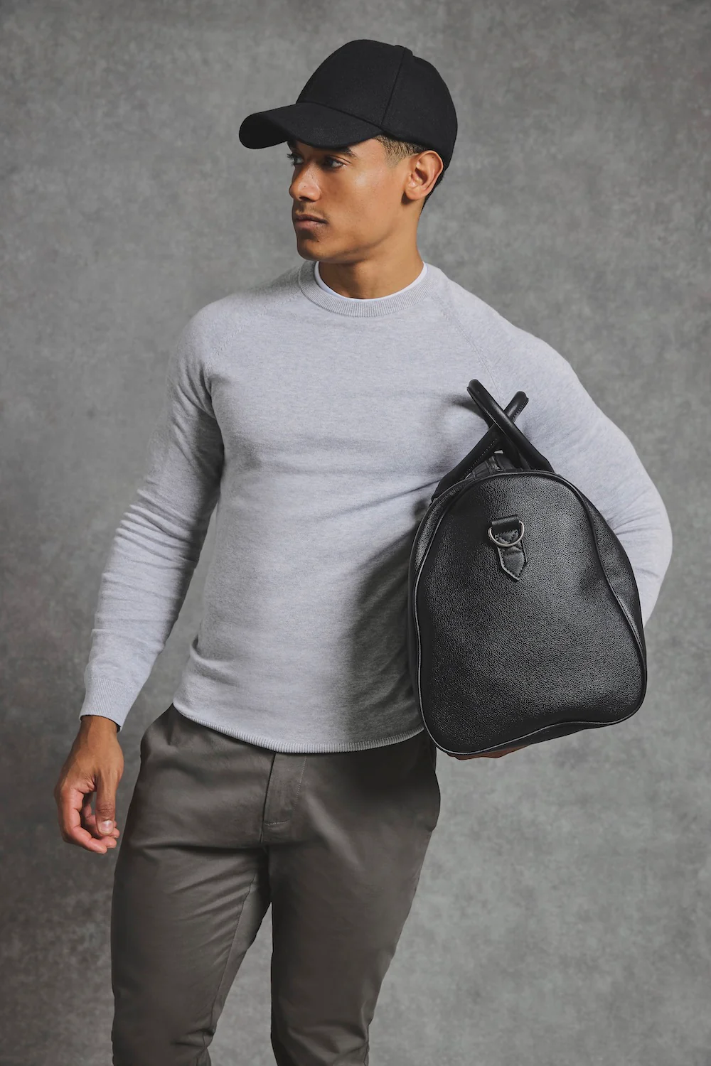 Pure Cotton Knitted Crew Neck Jumper in Silver Grey Marl