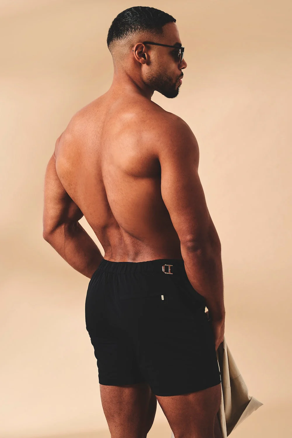 Quick Dry Hybrid Side Adjuster Swim Shorts in Black - Image 5