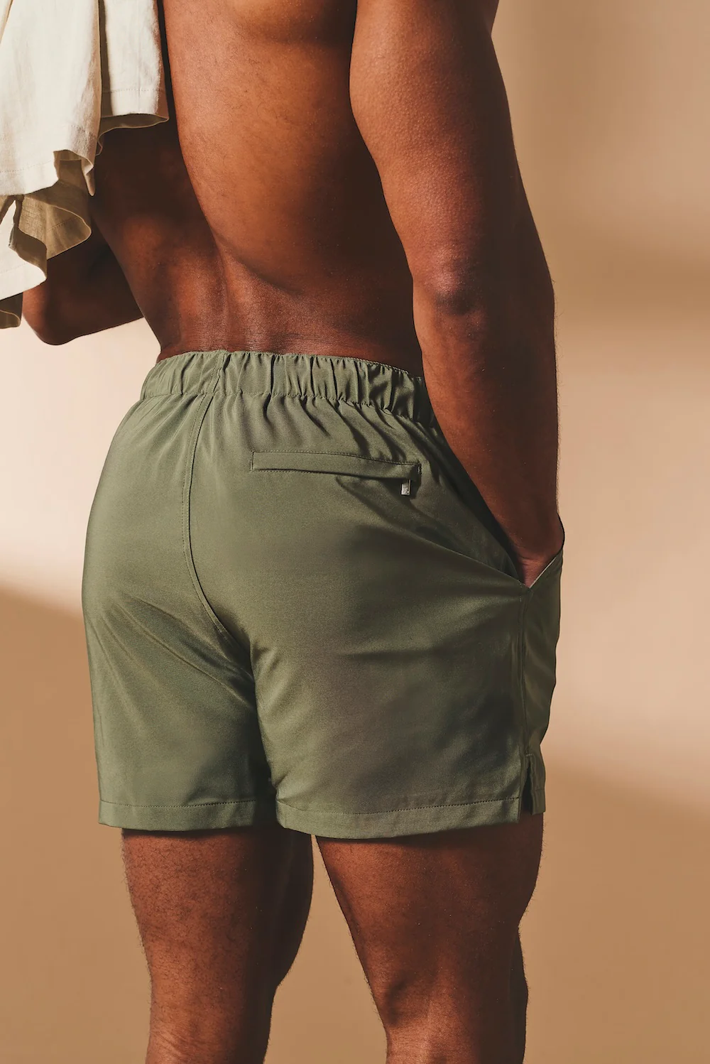 Quick Dry Plain Swim Shorts in Khaki - Image 6