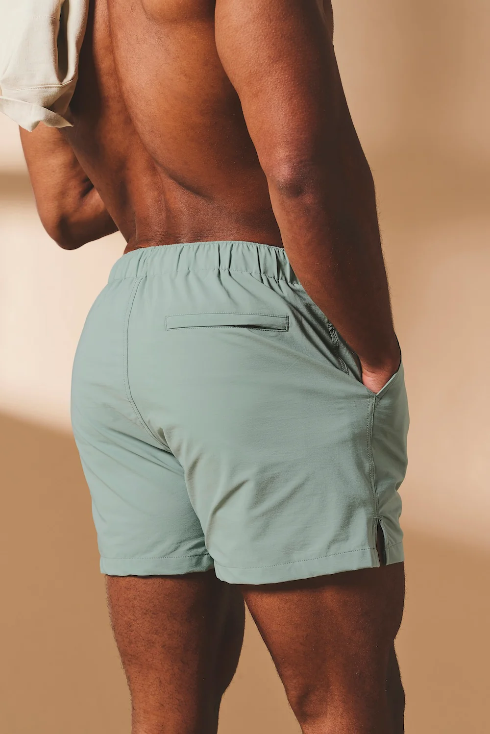 Quick Dry Plain Swim Shorts in Sage - Image 6