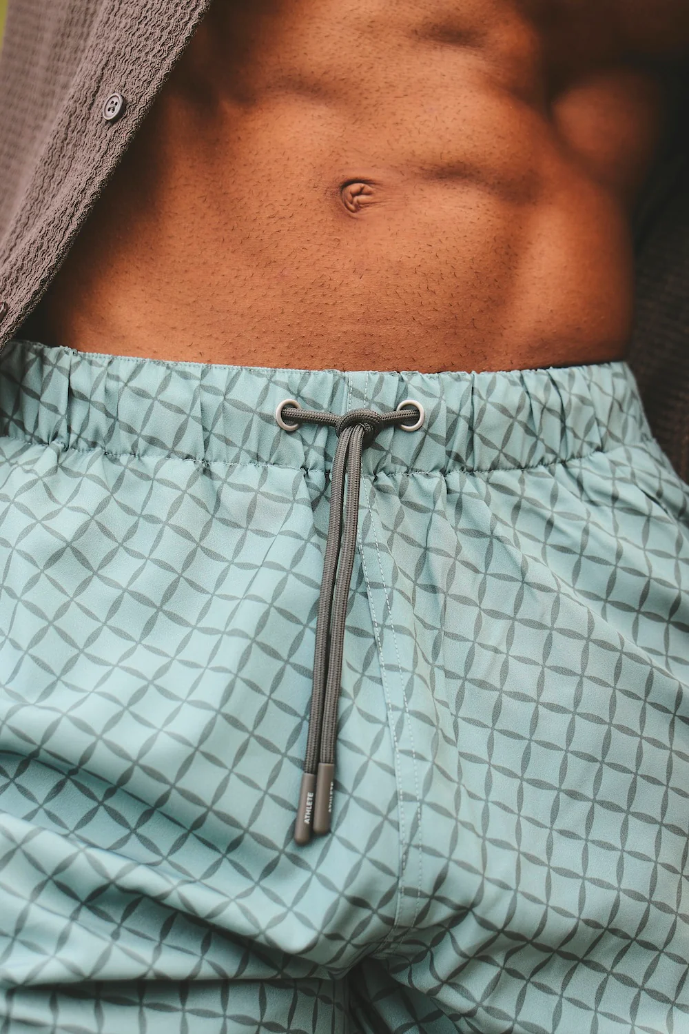 Quick Dry Printed Circle Geo Swim Short in Sage - Image 4
