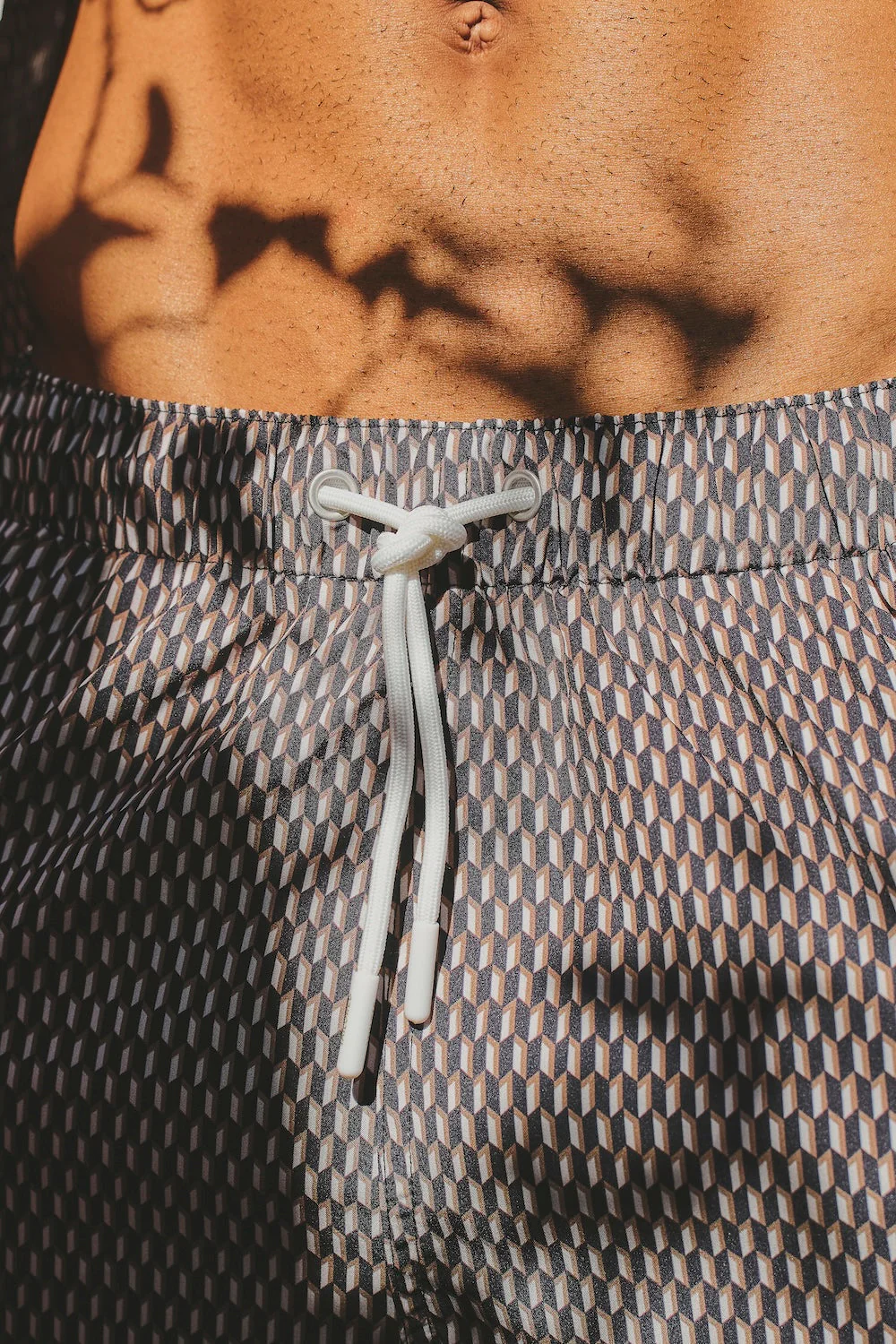 Quick Dry Printed Micro Geo Swim Shorts in Black - Image 4