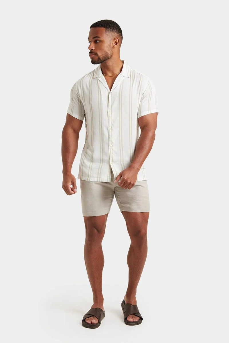 Printed Shirt in Stone Retro Stripe - Image 2