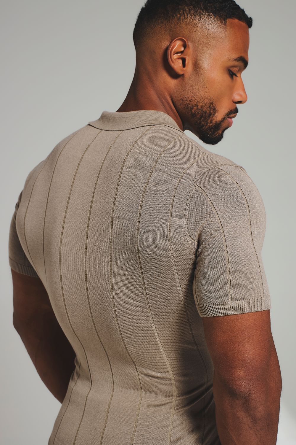 Ribbed Knitted Shirt in Mushroom - Image 7