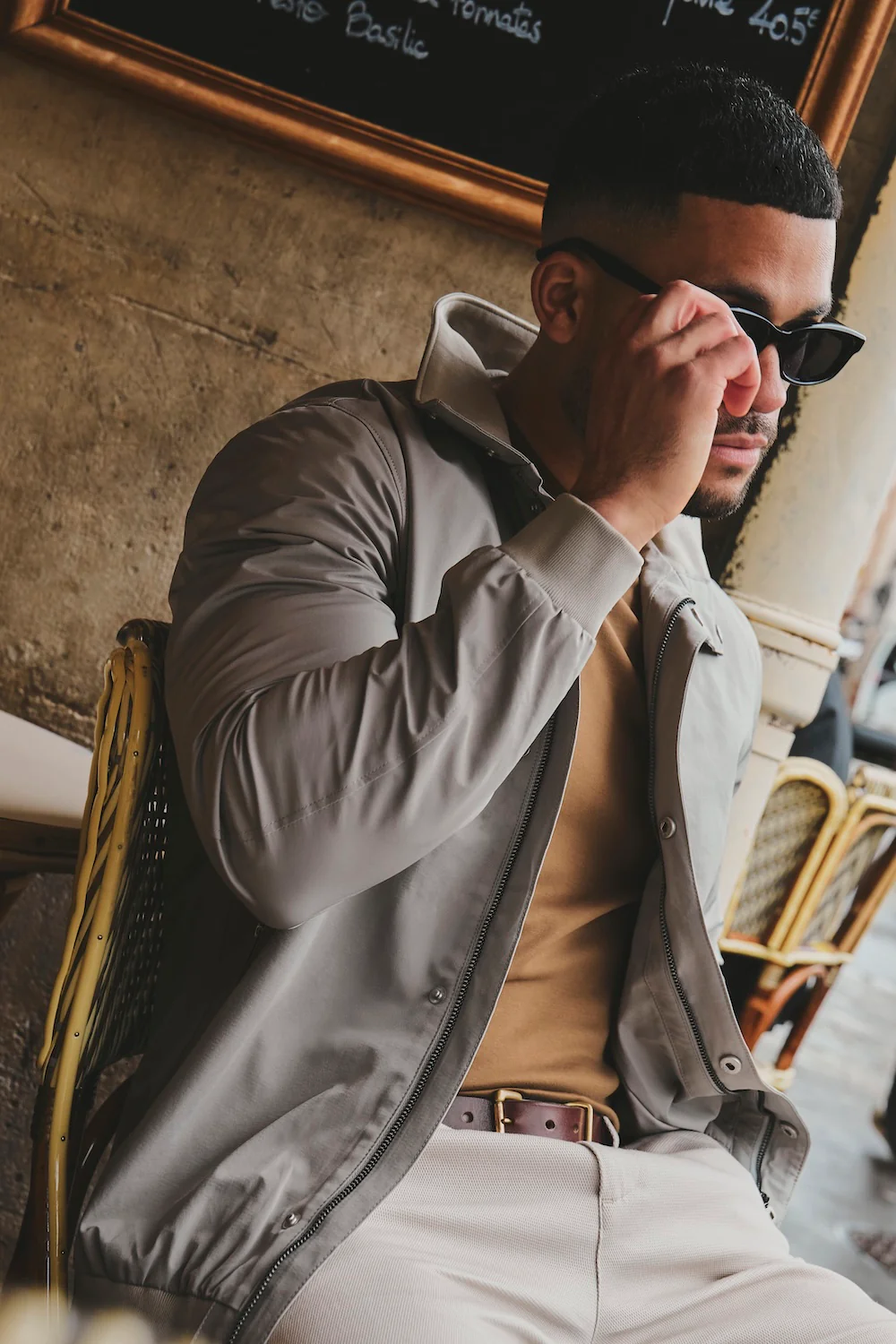 Shower Resistant Funnel Neck Jacket in Pebble Grey - Image 4