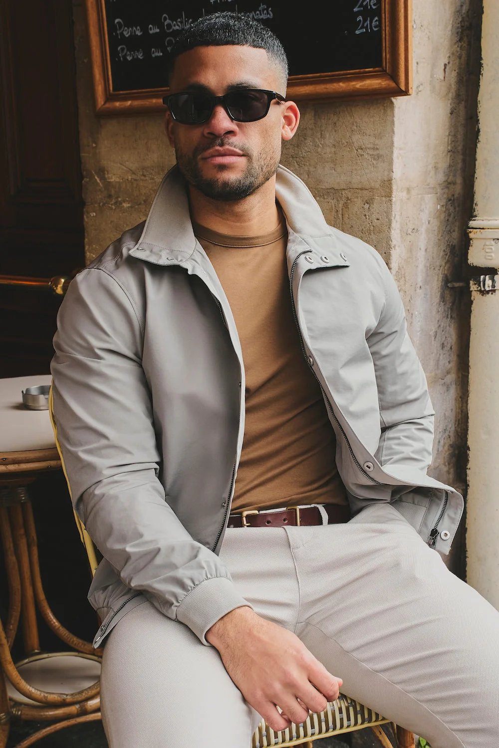 Shower Resistant Funnel Neck Jacket in Pebble Grey - Image 8