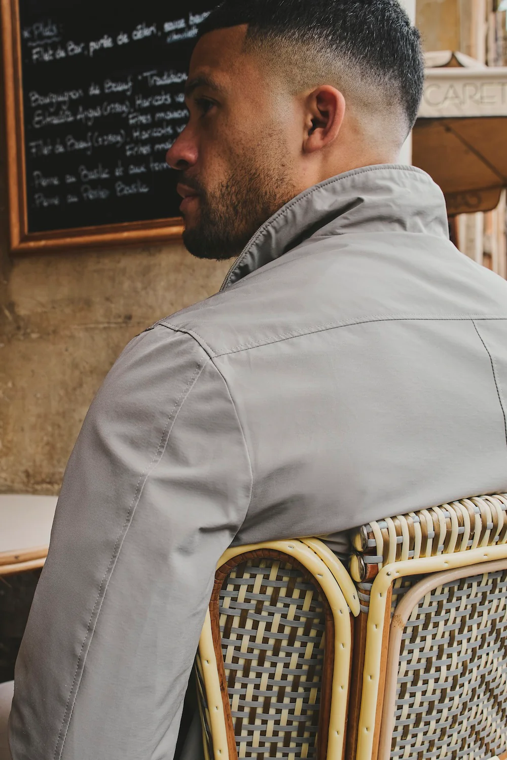 Shower Resistant Funnel Neck Jacket in Pebble Grey - Image 9