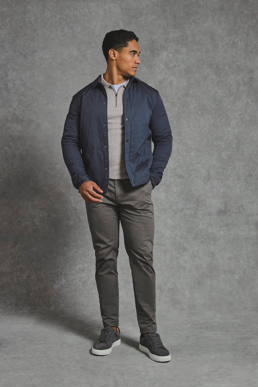 Shower Resistant Padded Coat Jacket in Navy - Image 3