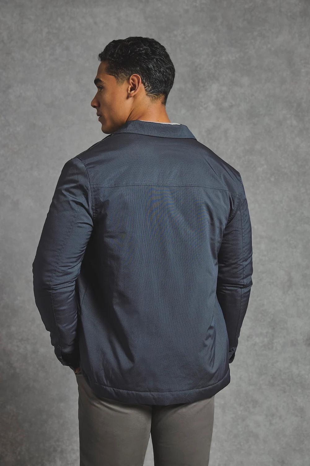 Shower Resistant Padded Coat Jacket in Navy - Image 4