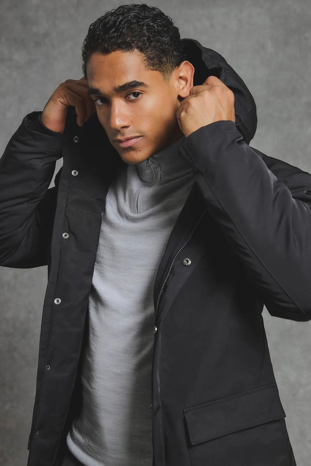 Shower Resistant Padded Parka in Black - Image 2