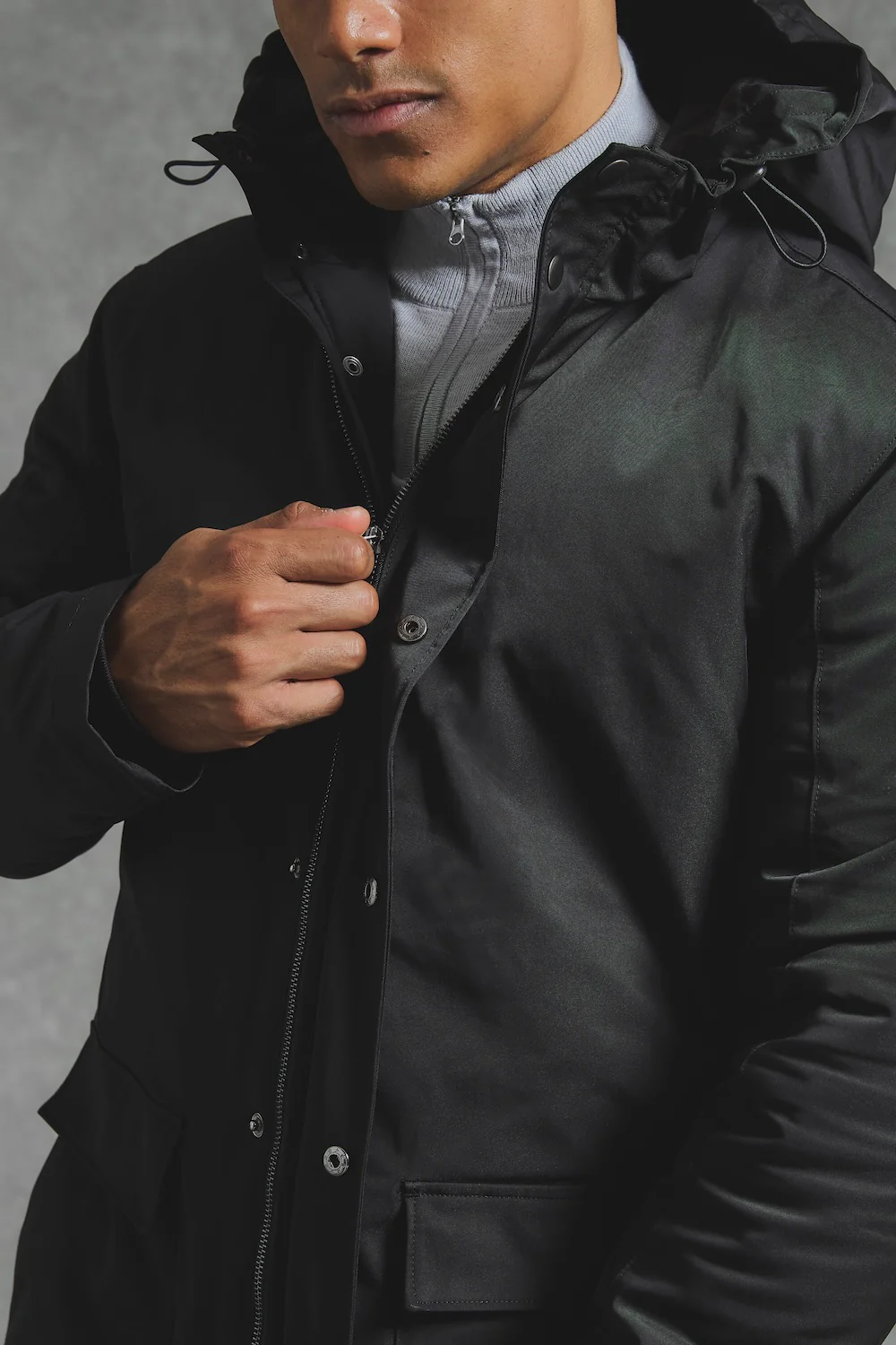 Shower Resistant Padded Parka in Black - Image 3