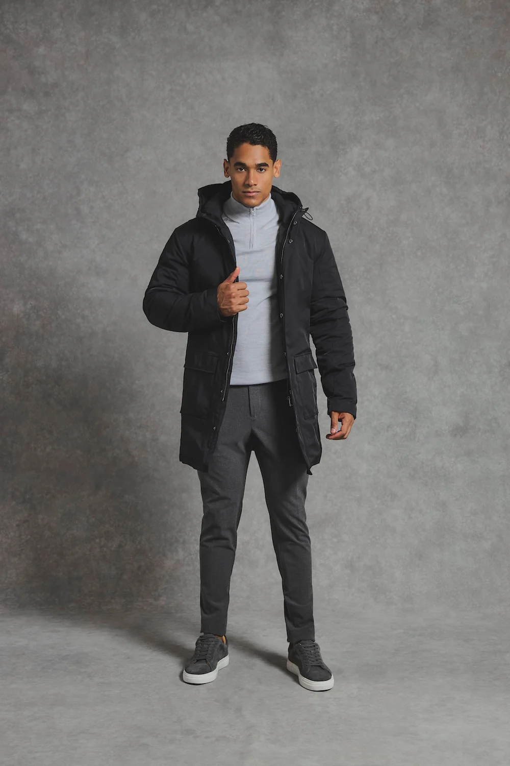 Shower Resistant Padded Parka in Black - Image 4