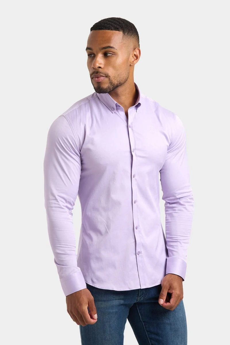 Muscle Fit Signature Shirt in Lilac - Image 2