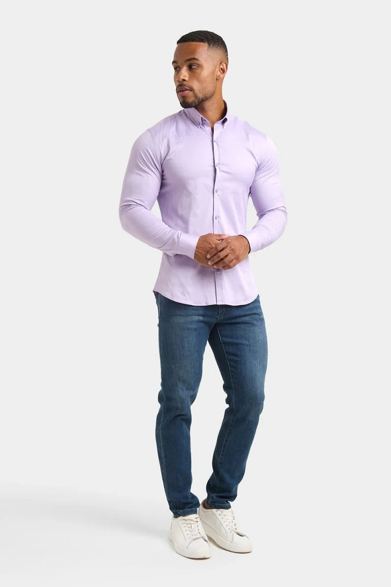 Muscle Fit Signature Shirt in Lilac - Image 3