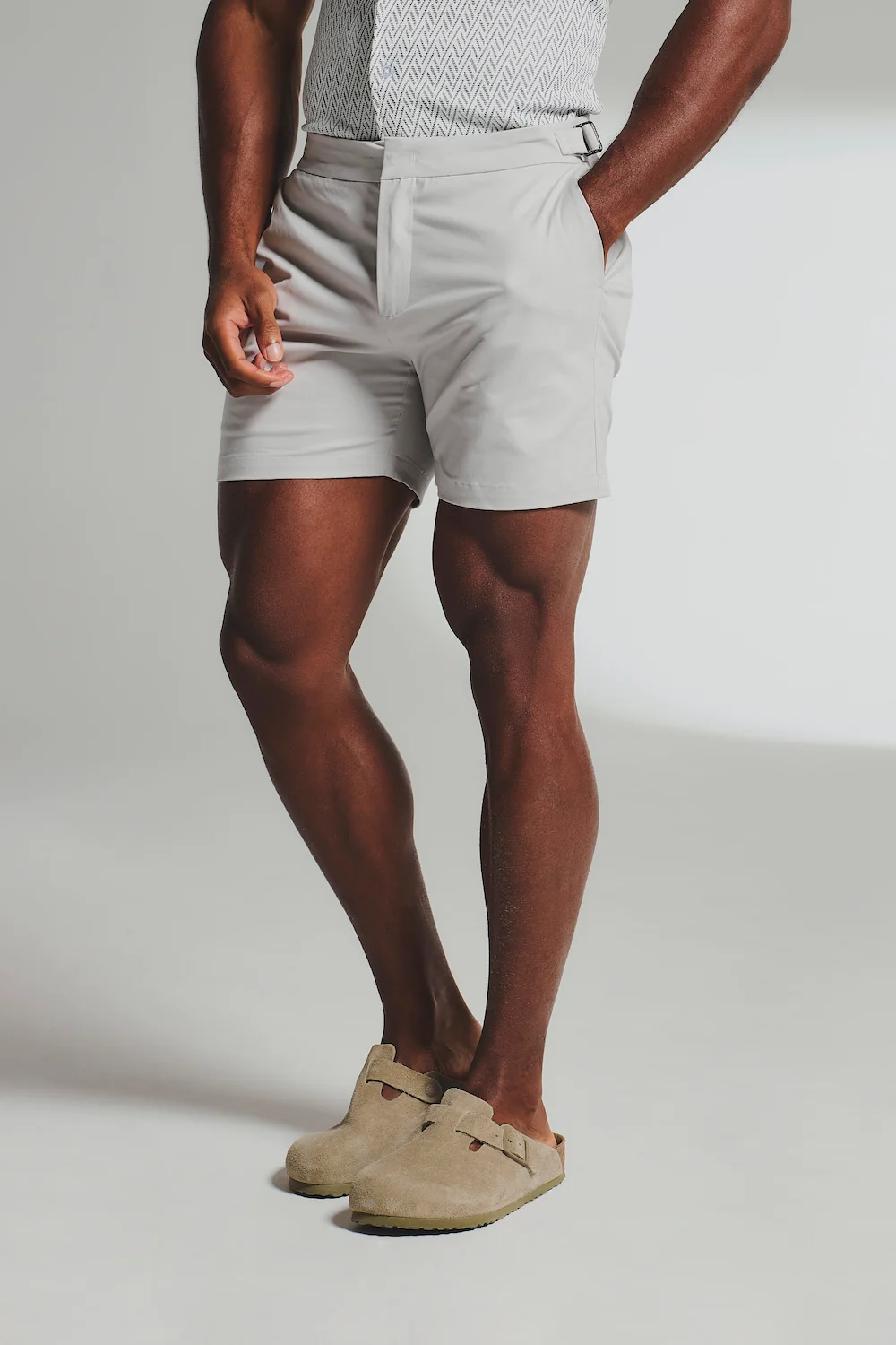 Smart Chino Side Adjuster Shorts in Dove Grey - Image 2