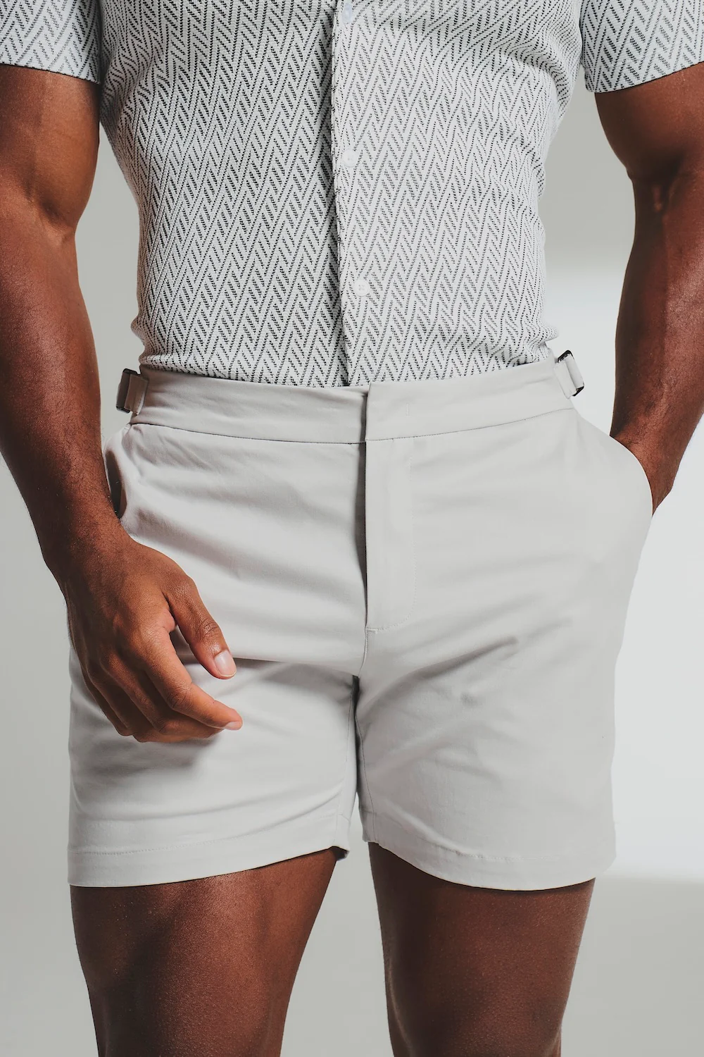 Smart Chino Side Adjuster Shorts in Dove Grey - Image 4