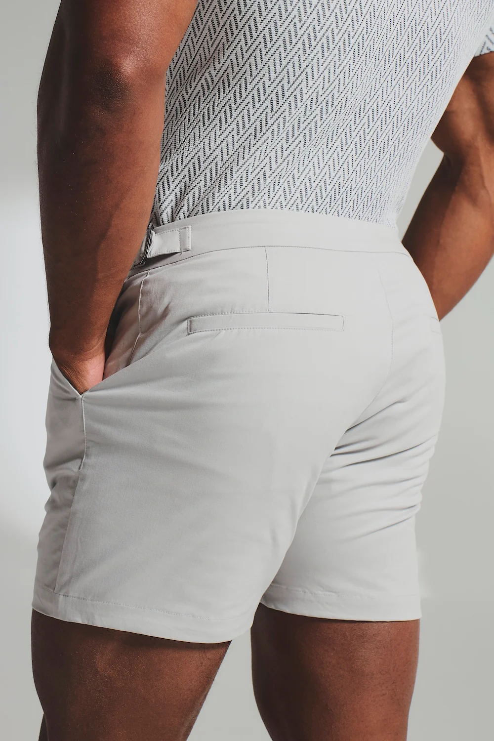 Smart Chino Side Adjuster Shorts in Dove Grey - Image 7