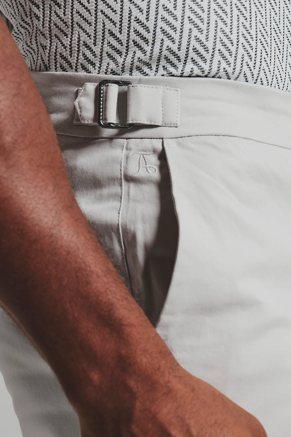 Smart Chino Side Adjuster Shorts in Dove Grey - Image 9