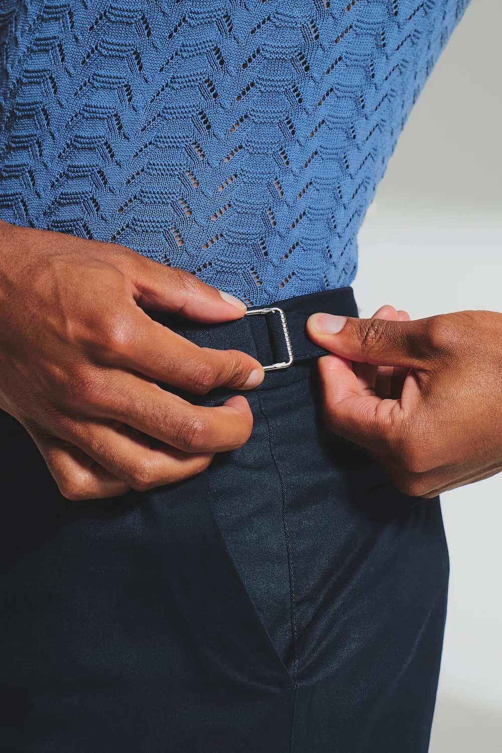 Smart Chino Side Adjuster Shorts in Navy - Image 2